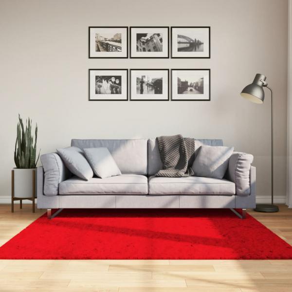 ARDEBO.de - Teppich HUARTE Kurzflor Weich und Waschbar Rot 160x160 cm