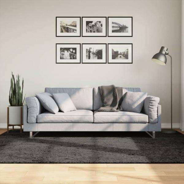 ARDEBO.de - Teppich ISTAN Hochflor Glänzend Anthrazit 160x230 cm