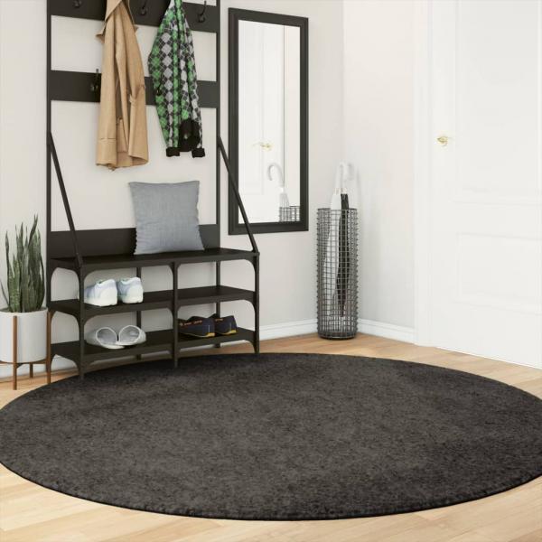 ARDEBO.de - Teppich ISTAN Hochflor Glänzend Anthrazit Ø 200 cm