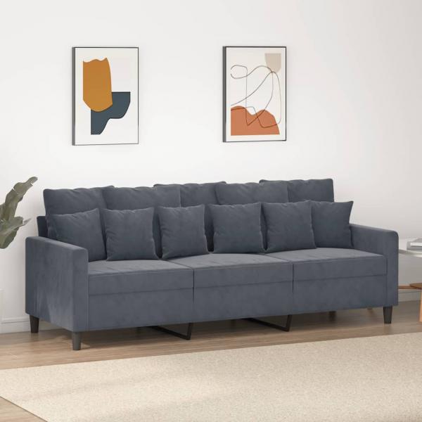 ARDEBO.de - 3-Sitzer-Sofa Dunkelgrau 180 cm Samt