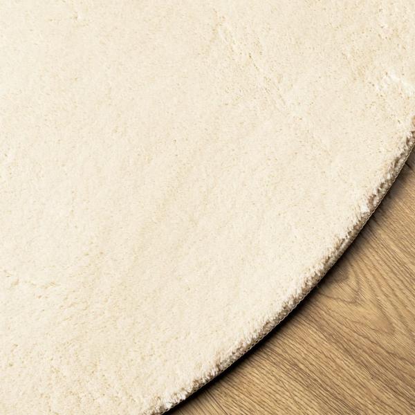 Teppich HUARTE Kurzflor Weich und Waschbar Creme Ø 80 cm