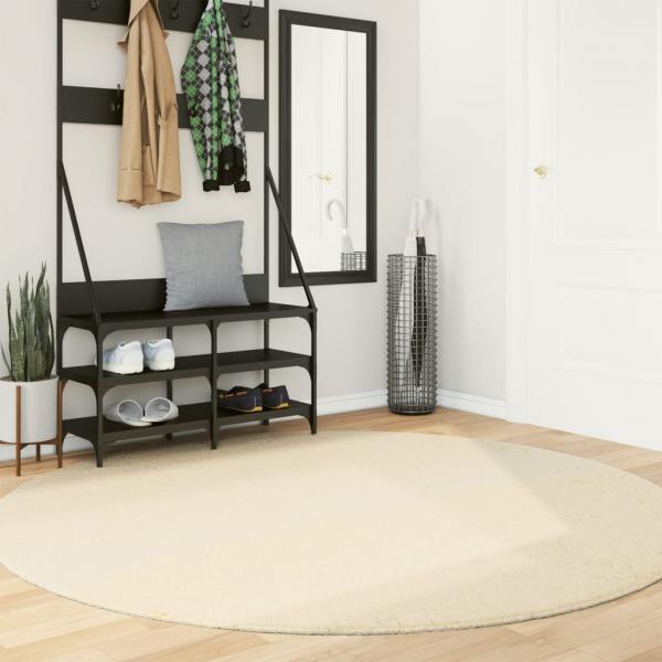 ARDEBO.de - Teppich HUARTE Kurzflor Weich und Waschbar Creme Ø 200 cm