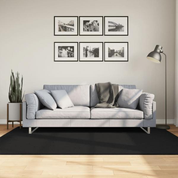 ARDEBO.de - Teppich HUARTE Kurzflor Weich und Waschbar Schwarz 140x200 cm