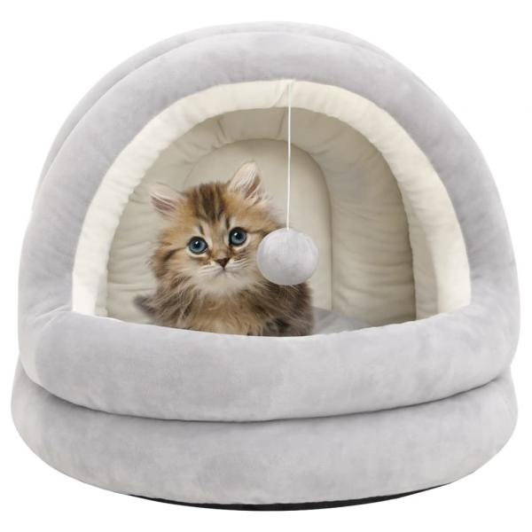 ARDEBO.de - Katzenbett 40x40x35 cm Grau und Creme