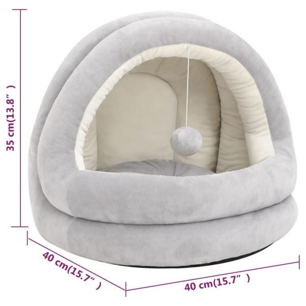 Katzenbett 40x40x35 cm Grau und Creme