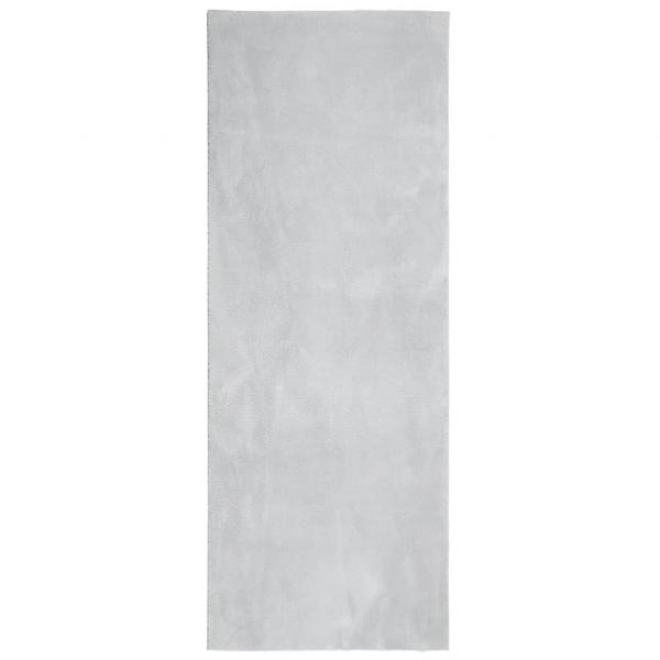 Teppich HUARTE Kurzflor Weich und Waschbar Grau 80x200 cm