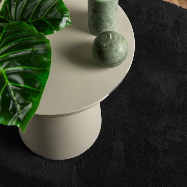 Teppich HUARTE Kurzflor Weich und Waschbar Schwarz Ø 100 cm