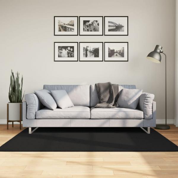 ARDEBO.de - Teppich HUARTE Kurzflor Weich und Waschbar Schwarz 120x170 cm