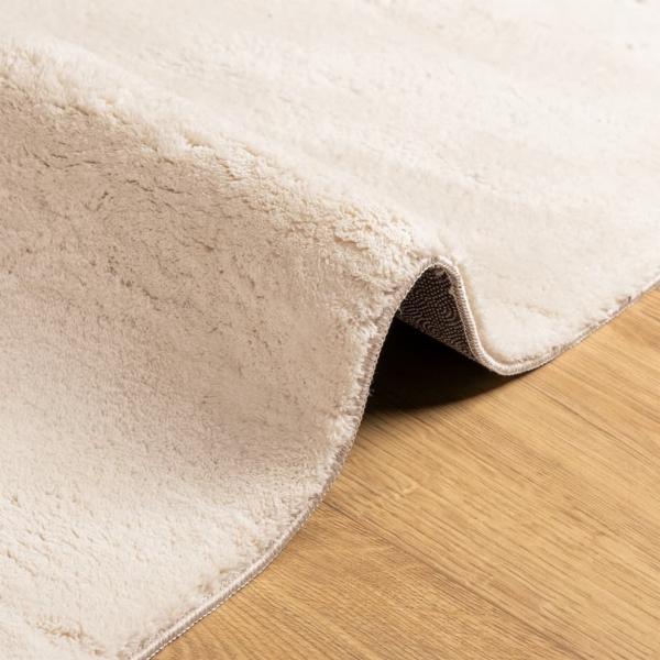Teppich HUARTE Kurzflor Weich und Waschbar Beige 160x160 cm