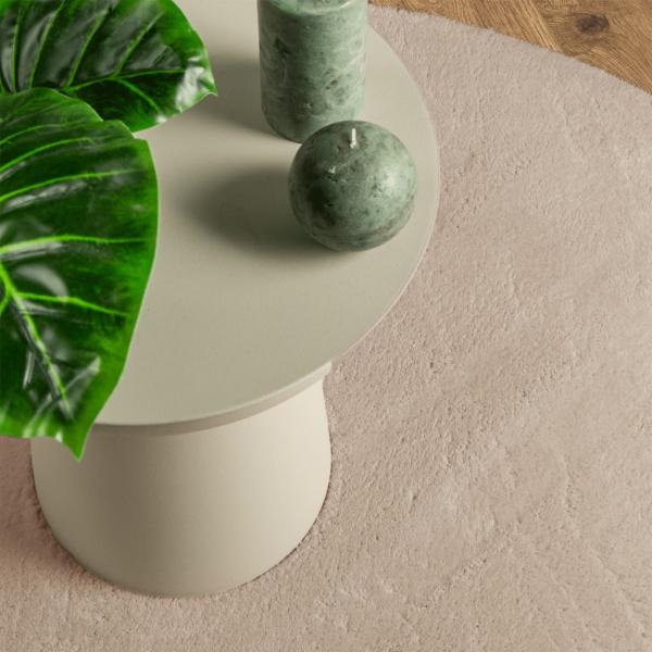 Teppich HUARTE Kurzflor Weich und Waschbar Sandfarben Ø 160 cm