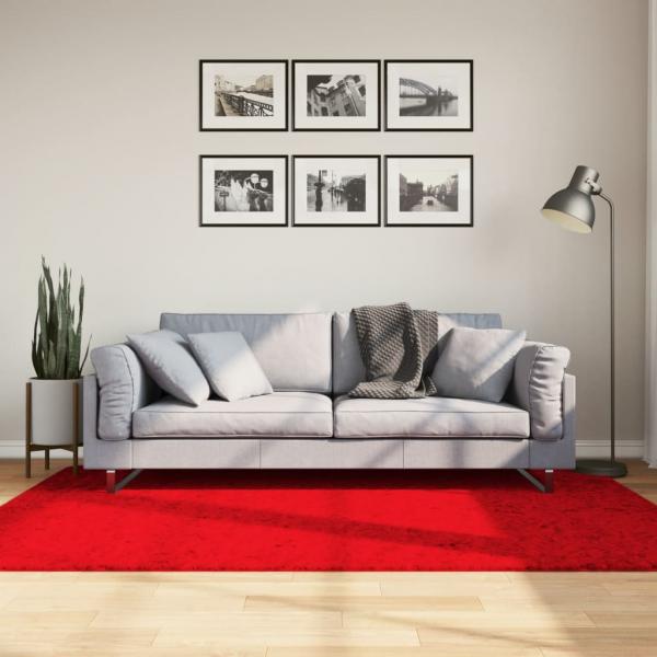 ARDEBO.de - Teppich HUARTE Kurzflor Weich und Waschbar Rot 140x200 cm