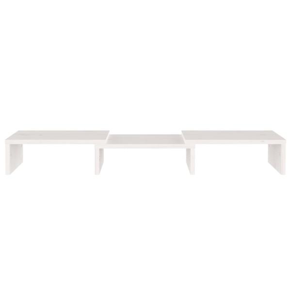 Monitorständer Weiß 60x24x10,5 cm Massivholz Kiefer
