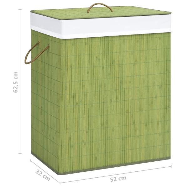 Bambus-Wäschekorb mit 2 Fächern Grün 100 L
