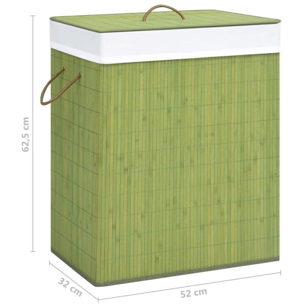 Bambus-Wäschekorb mit 2 Fächern Grün 100 L