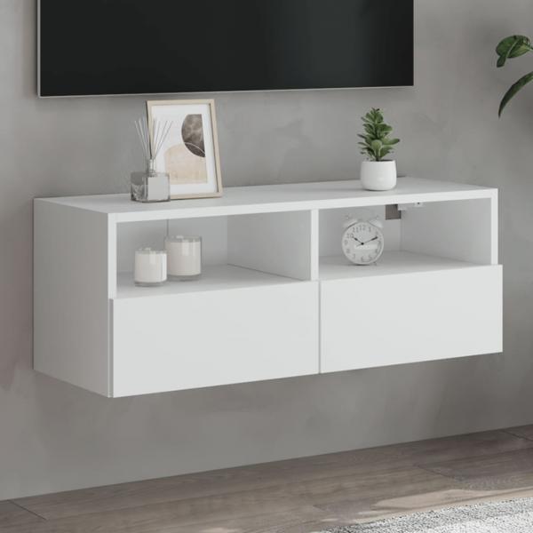 ARDEBO.de - TV-Wandschrank Weiß 80x30x30 cm Holzwerkstoff