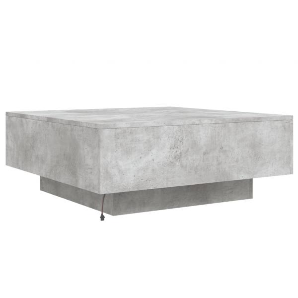 Couchtisch mit LED-Leuchten Betongrau 80x80x31 cm