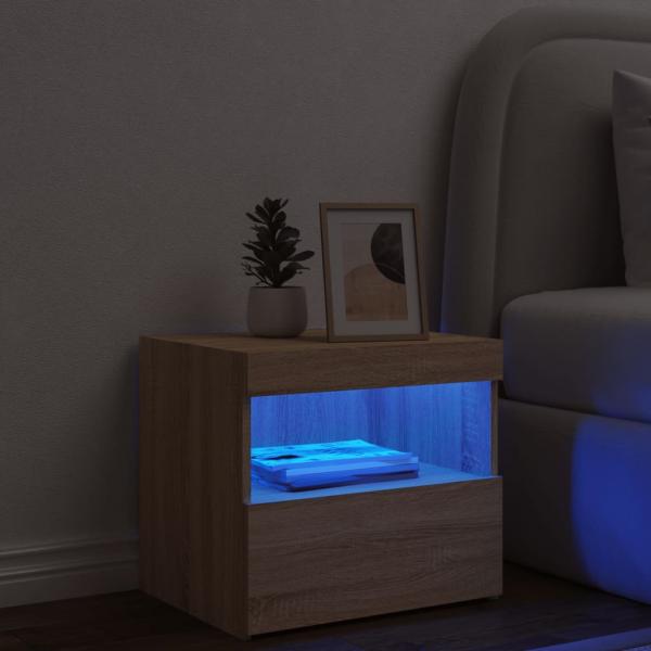 Nachttisch mit LED-Leuchten Sonoma-Eiche 50x40x45 cm