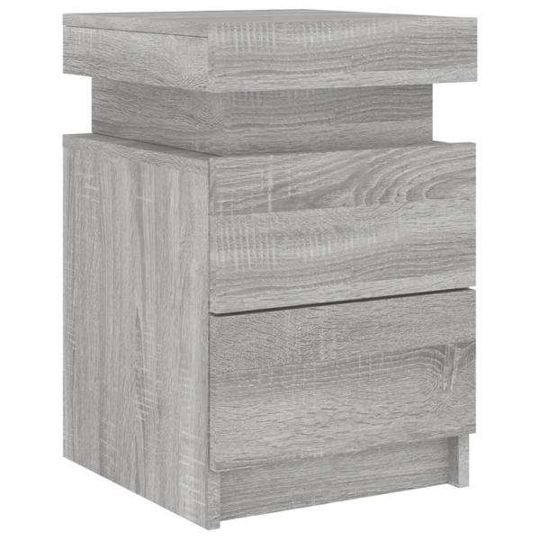 Nachttische mit LED-Leuchten 2 Stk. Grau Sonoma 35x39x55 cm