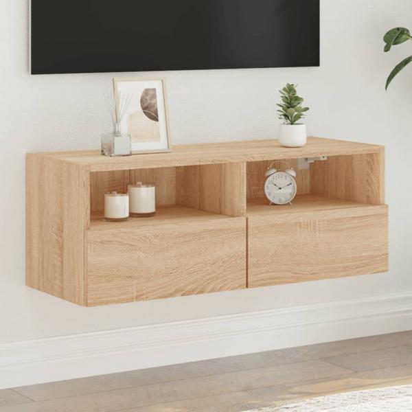 ARDEBO.de - TV-Wandschrank Sonoma-Eiche 80x30x30 cm Holzwerkstoff