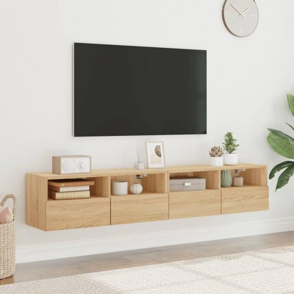 TV-Wandschränke 2 Stk. Sonoma-Eiche 80x30x30 cm Holzwerkstoff