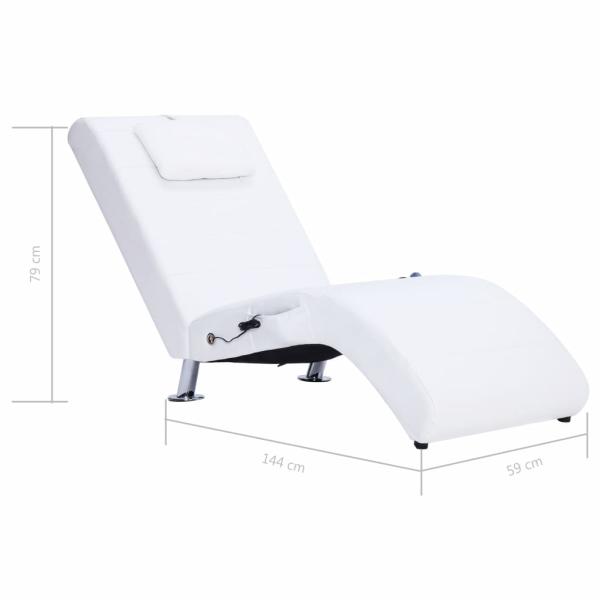 Massage-Chaiselongue mit Kissen Weiß Kunstleder