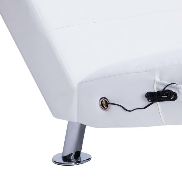 Massage-Chaiselongue mit Kissen Weiß Kunstleder