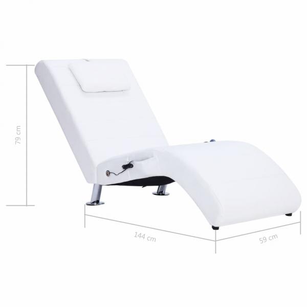 Massage-Chaiselongue mit Kissen Weiß Kunstleder