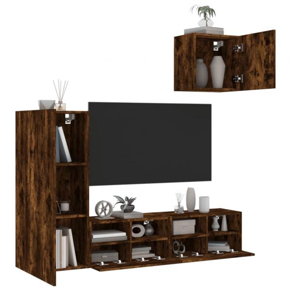 ARDEBO.de - 4-tlg. Wohnwand Räuchereiche Holzwerkstoff