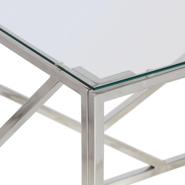 Couchtisch Silbern Edelstahl und Hartglas