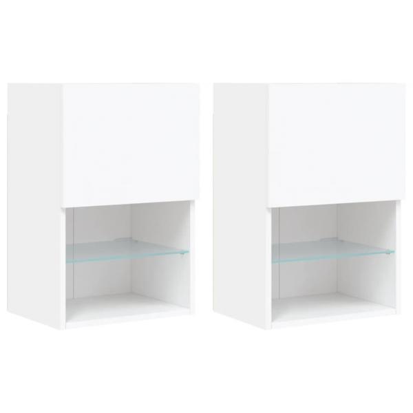 ARDEBO.de - TV-Schränke mit LED-Leuchten 2 Stk. Weiß 40,5x30x60 cm
