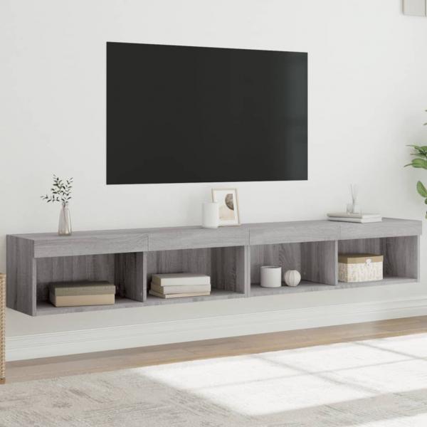 ARDEBO.de - TV-Schränke mit LED-Leuchten 2 Stk. Grau Sonoma 100x30x30 cm