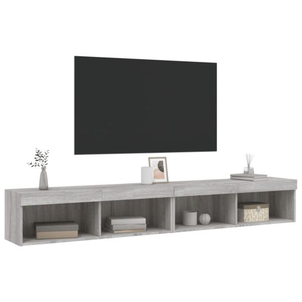 TV-Schränke mit LED-Leuchten 2 Stk. Grau Sonoma 100x30x30 cm