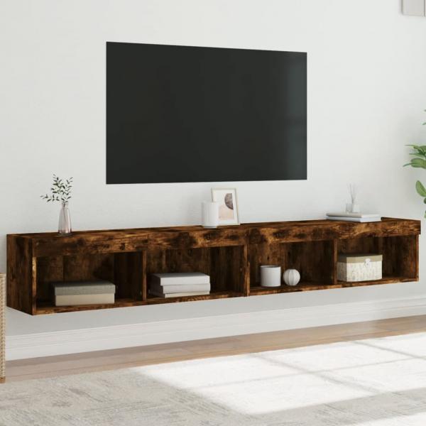 ARDEBO.de - TV-Schränke mit LED-Leuchten 2 Stk. Räuchereiche 100x30x30 cm