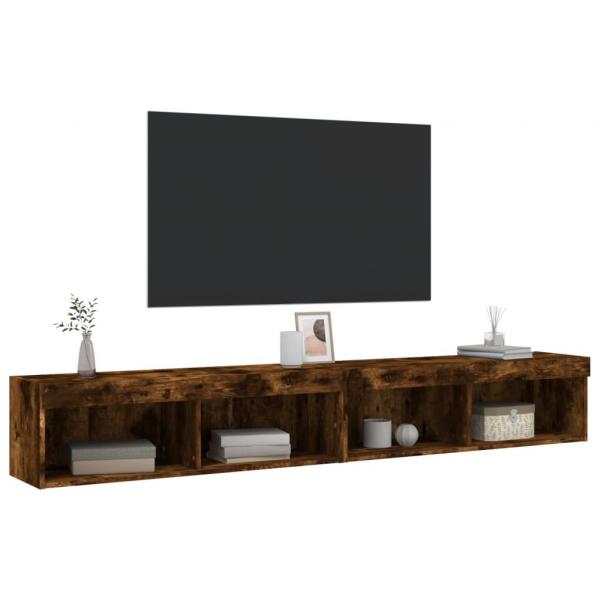 TV-Schränke mit LED-Leuchten 2 Stk. Räuchereiche 100x30x30 cm