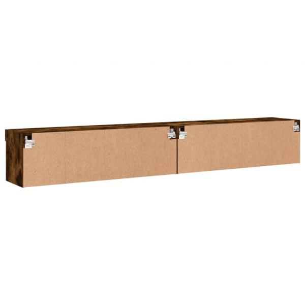 TV-Schränke mit LED-Leuchten 2 Stk. Räuchereiche 100x30x30 cm