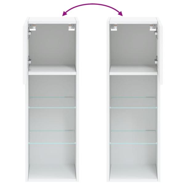 TV-Schränke mit LED-Leuchten 2 Stk. Weiß 30,5x30x90 cm
