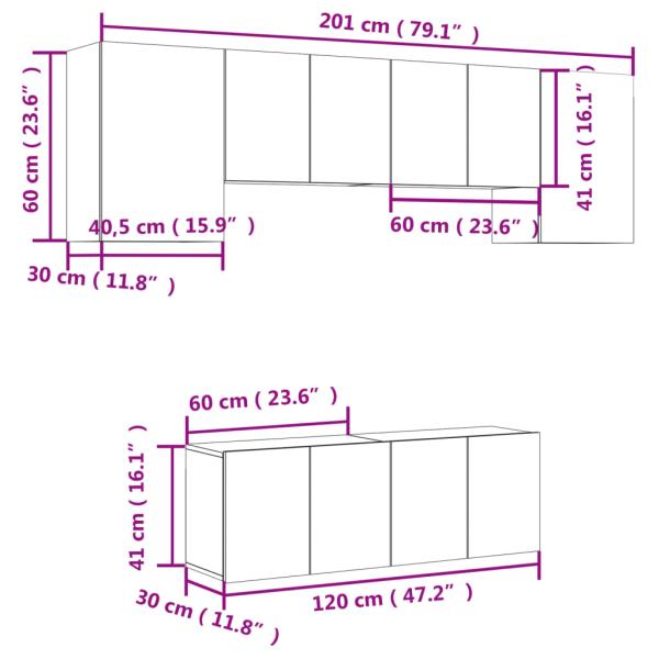 6-tlg. Wohnwand Weiß Holzwerkstoff