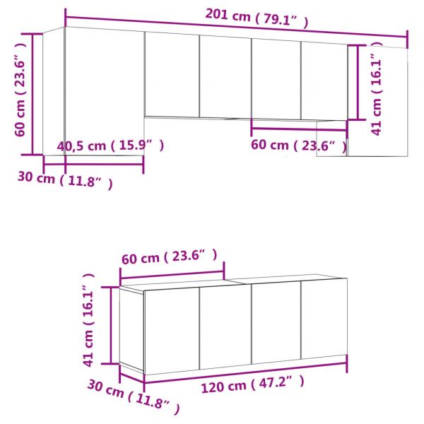 6-tlg. Wohnwand Braun Eichen-Optik Holzwerkstoff