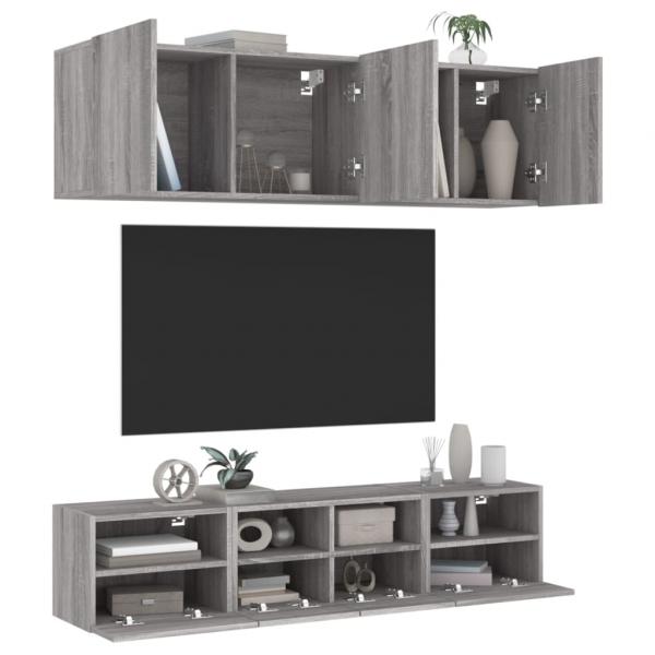 ARDEBO.de - 5-tlg. Wohnwand Grau Sonoma Holzwerkstoff