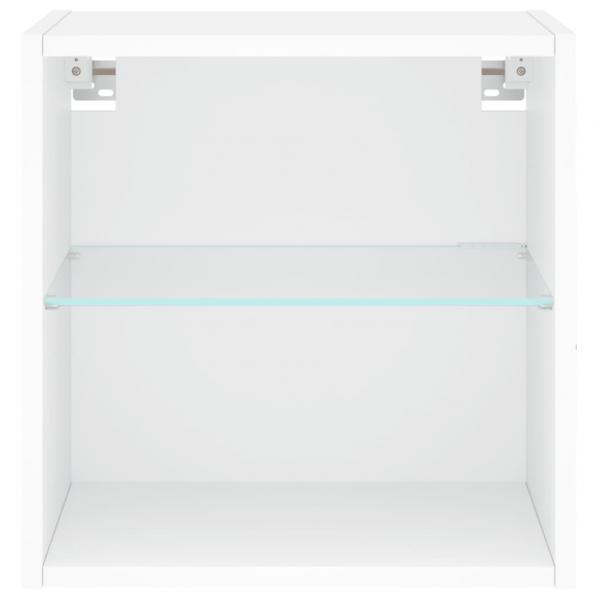 Wand-Nachttische mit LED-Leuchten 2 Stk. Weiß