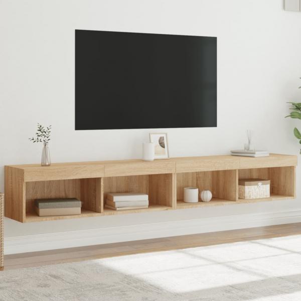 ARDEBO.de - TV-Schränke mit LED-Leuchten 2 Stk. Sonoma-Eiche 100x30x30 cm