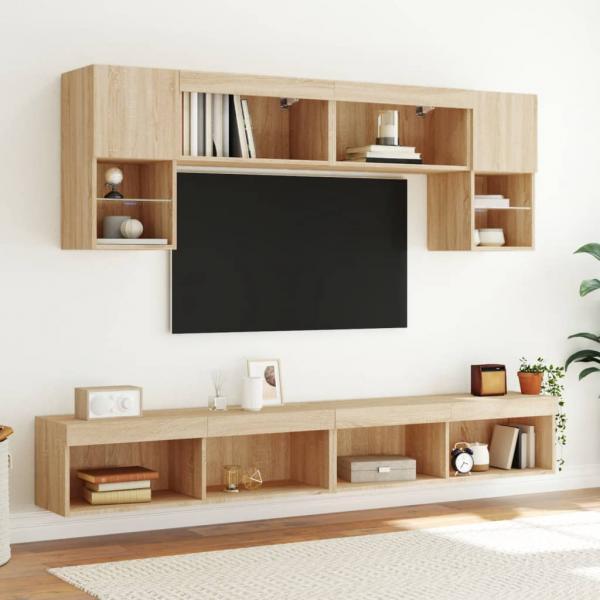 TV-Schränke mit LED-Leuchten 2 Stk. Sonoma-Eiche 100x30x30 cm