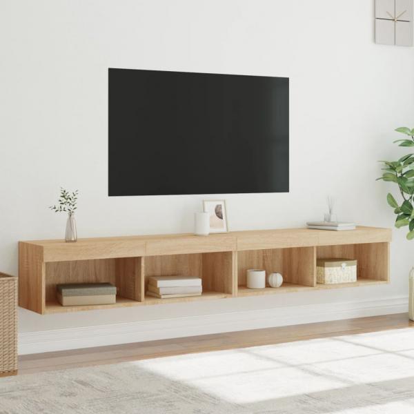 TV-Schränke mit LED-Leuchten 2 Stk. Sonoma-Eiche 100x30x30 cm
