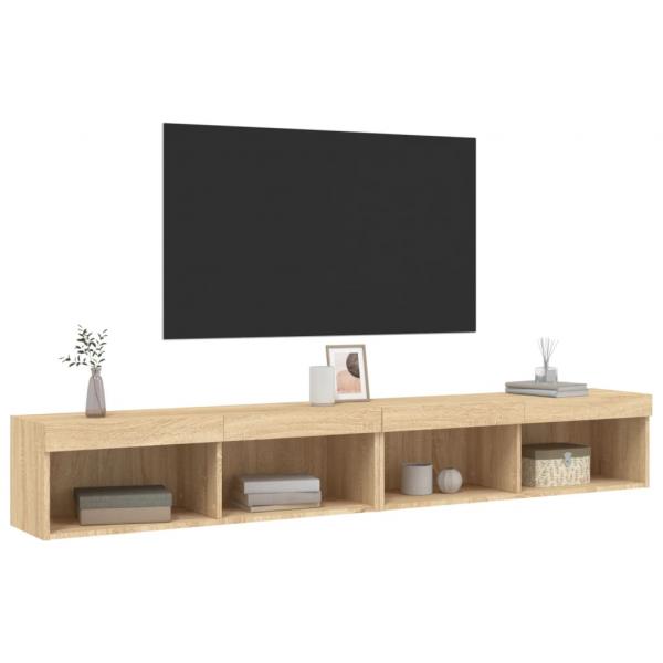 TV-Schränke mit LED-Leuchten 2 Stk. Sonoma-Eiche 100x30x30 cm