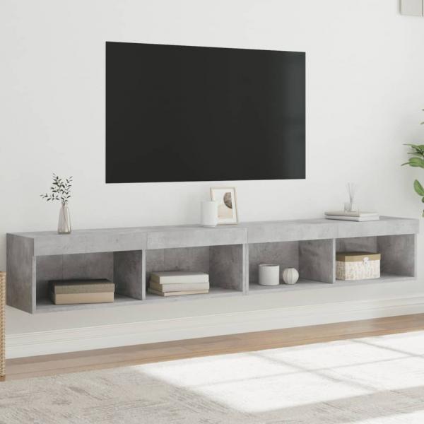 ARDEBO.de - TV-Schränke mit LED-Leuchten 2 Stk. Betongrau 100x30x30 cm