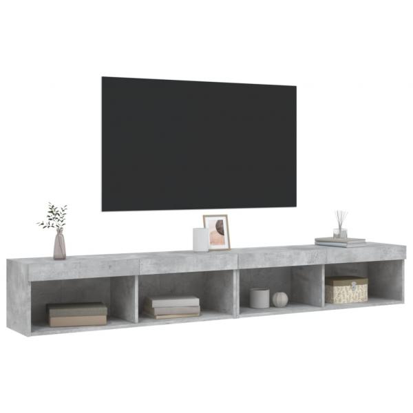 TV-Schränke mit LED-Leuchten 2 Stk. Betongrau 100x30x30 cm