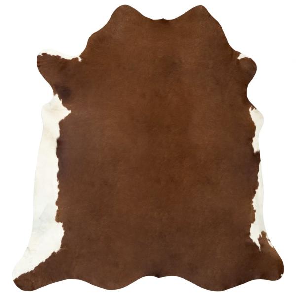 Teppich Echtes Rindsleder Braun und Weiß 180x220 cm