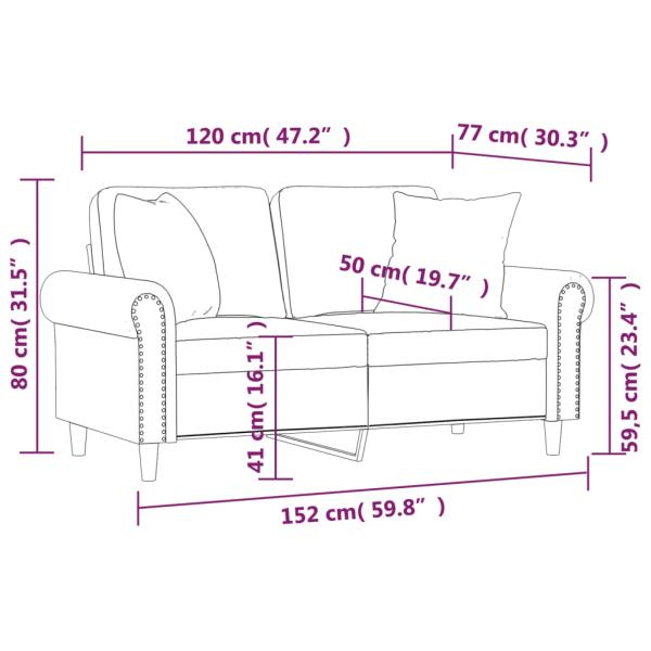 2-Sitzer-Sofa mit Zierkissen Schwarz 120 cm Kunstleder