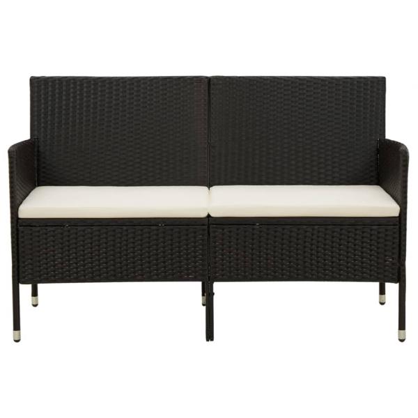 ARDEBO.de - Gartensofa 3-Sitzer mit Kissen Schwarz Poly Rattan