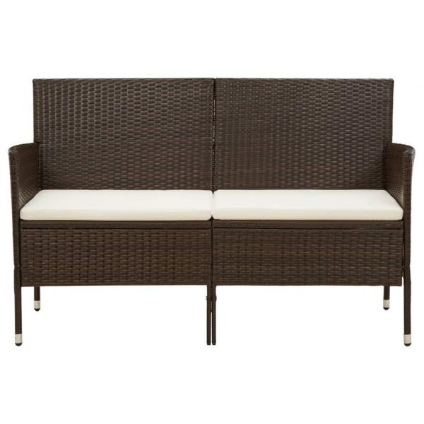 ARDEBO.de - Gartensofa 3-Sitzer mit Kissen Braun Poly Rattan